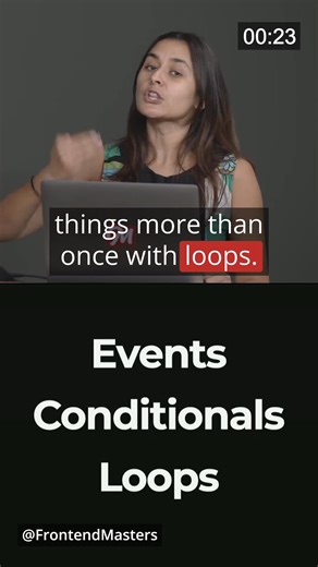 7.4K views · 116 reactions | JavaScript: From First Steps to Professional 六‍ Join Anjana Vakil and take your first steps into the wide world of JavaScript and walk away with the core skills needed to become a professional JavaScript programmer! https://frontendmasters.com/courses/javascript-first-steps/?utm_source=social&utm_medium=facebook&utm_campaign=courseoverview #WebDev #Programming #Coding #LearnToCode #JavaScript | Frontend Masters | Facebook