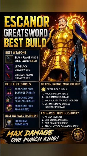 7DS ORIGIN 🔥 Escanor Greatsword BEST BUILD | MAX DAMAGE GUIDE 🔥