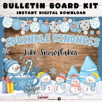 Sprinkle Kindness Like Snowflakes Winter Bulletin Board Kit,Classroom Door Decor