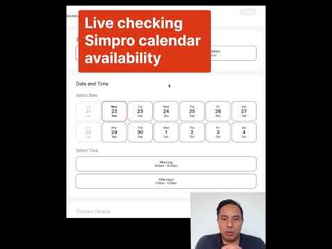 #Simpro booking form with live calendar checking