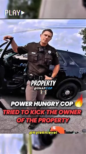 Power Hungry Cop Tried To Kick Biker Off His Own Property