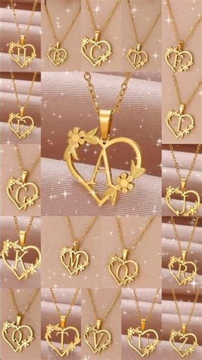 Personalized elegance in gold ✨Beautiful alphabet heart pendants crafted for a timeless look.