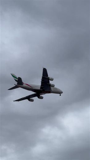 Spotting the Emirates A380 on a Cloudy Day 🌫️🛫#emirates #airbusa380 #flyemirates