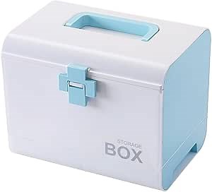 IMPR3 TREE Large Plastic First Aid Container Bin Family Emergency Kit Storage Box Organizer Medicine Box w/ Detachable Tray (Blue)