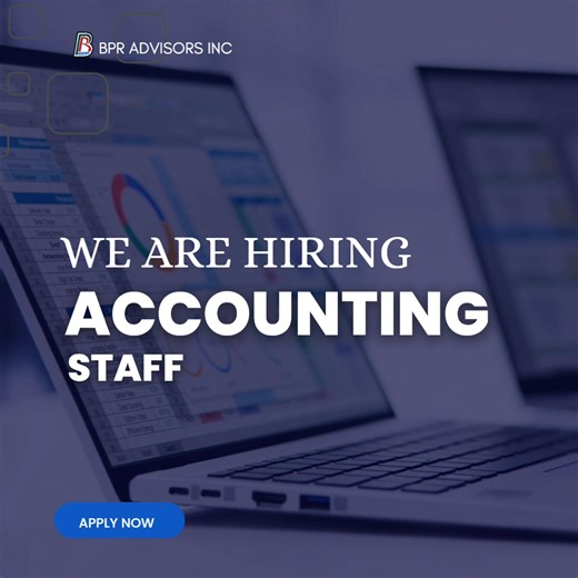 ✨ We’re Hiring: Accounting Staff✨ BPR Advisors | Purpose. Integrity. Excellence. At BPR Advisors, we don’t just do accounting — we champion success. We’re a God-centered company built on integrity, high standards, and a bigger purpose: creating opportunities to experience the fullness of life while doing great work. We’re looking for an Accounting Associate who wants more than just a job — someone who wants to grow, serve, and be part of a team that leads with purpose and partners deeply with cl