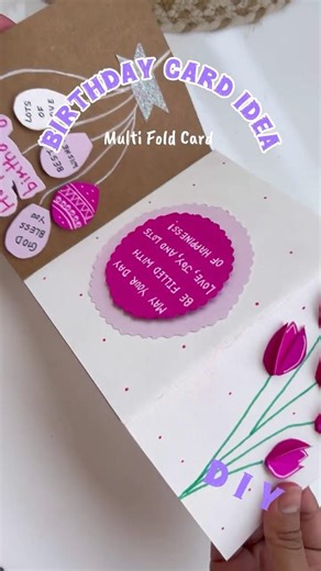 DIY Birthday Card Idea 💗| Multi-fold Card 🌸