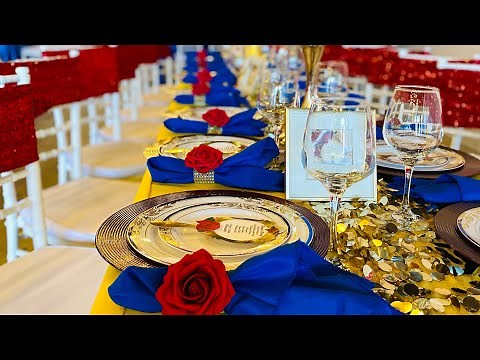 Beauty and the Beast wedding Theme Pipe and Drape blue and yellow weddings
