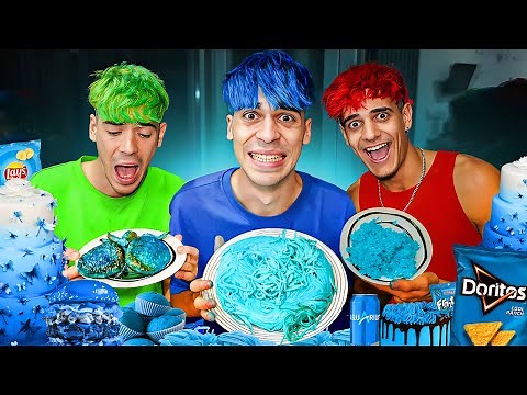 EATING BLUE FOOD FOR 24 HOURS!