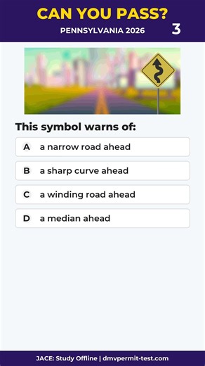 2026 PA DMV Sign Test: What Does This Symbol Mean? Q42 #Short