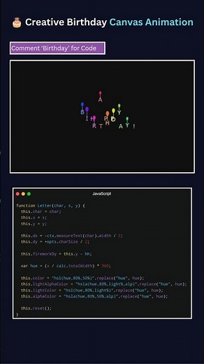 🎆 Happy Birthday Fireworks Animation using HTML CSS JavaScript 🎂 | Canvas Animation #Shorts