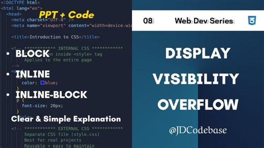 Display, Visibility Overflow – CSS Tutorial for Beginners | Web Development Series | JDCodebase | Jatin Dhamija