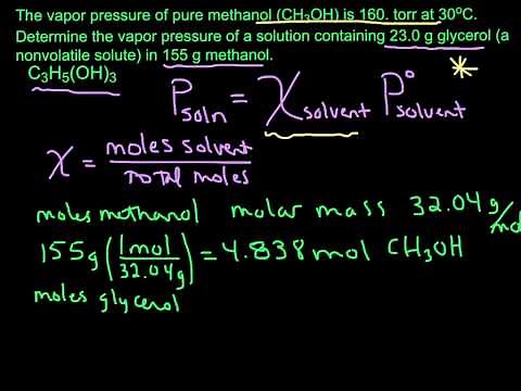 Calculating Vapor Pressure using Raoult's Law (nonvolatile solute)
