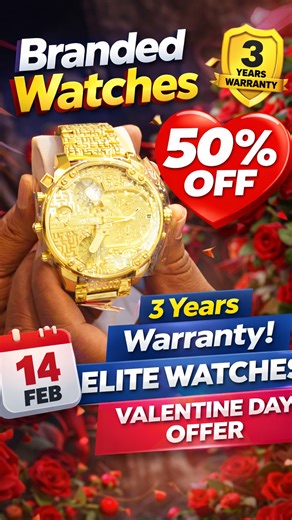 Mr Imok on Instagram: "Branded Watches 50% OFF ⌚ | 3 Years Warranty | Valentine Day Special 💝 #50PercentOff #ValentineOffer #ValentineDaySale #SpecialOffer #LimitedTimeDeal"