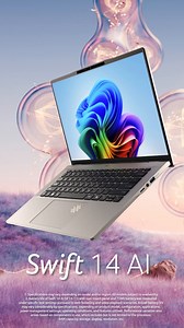 3.4K views · 12 reactions | The new Swift 14 AI isn’t just a supercharged Copilot+ PC, it’s encased in a shiny aluminium chassis, weighing only 1.36 kg. With a beautiful 14.5-inch 2.5K display and Wi-Fi 7 for the fastest speeds, you’ll enjoy the smoothest working experience. A new era of #AI has begun! https://acer.link/3Krx1Sj | Acer | Facebook