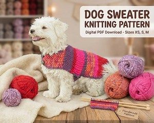 Dog Sweater Knitting Pattern PDF | Easy Small Pet Coat | Step-by-step Handmade Guide - Etsy