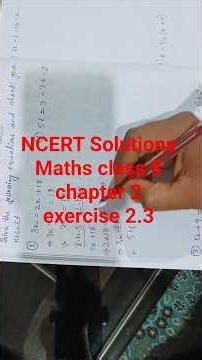 NCERT SOLUTIONS 🔥|Maths Chapter-2|Exercise -2.3|Class-8|linear Equations In One Variable.