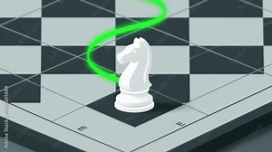 Dynamic chess knight movement with animated path on modern checkerboard