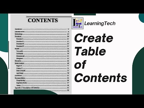 Create Table of Contents in MS Word