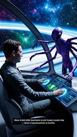 Alien teaching a human how to pilot an interplanetary space shuttle