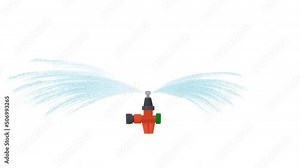 Garden sprinkler. Animation of irrigation equipment, alpha channel is enabled. Cartoon