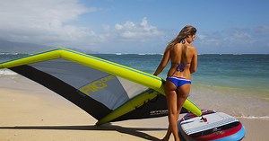 Inflatable windsurfing rig sails on air ... and fits in a backpack