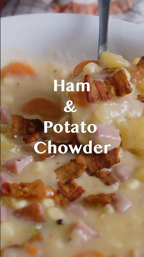 RECIPE LINK IN DESCRIPTION⬇️⬇️ Ham & Potato Chowder 🥔🥓🥣
