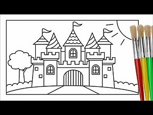 How to draw and color a castle | Learn drawing and coloring