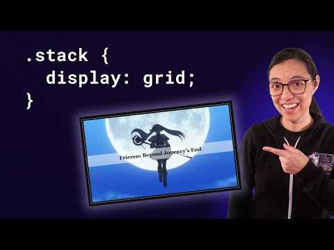 Use CSS grid to stack (instead of position absolute)