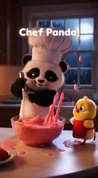 🐼 What should Panda cook next? 🍓🥞🍪Baby Panda’s Pancake Disaster with a Tiny Chick 🐼🐥🥞 #shorts