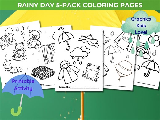 Rainy Day Coloring Pages Bundle for Kids | 5 Printable Coloring Sheets | Indoor Activity for Preschool & Kindergarten | Weather Coloring PDF - Etsy