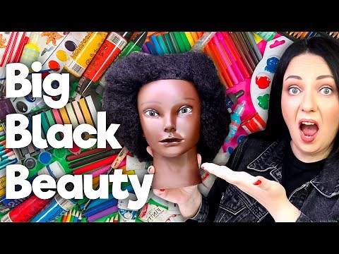 Repainting BIG BLACK DOLL HEAD / Mannequin Doll Head Repaint by Poppen Atelier