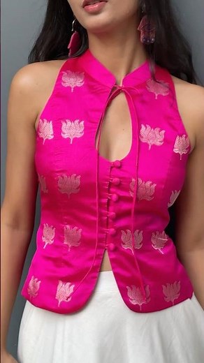 Pink Lotus Halter Top by Mogra Designs