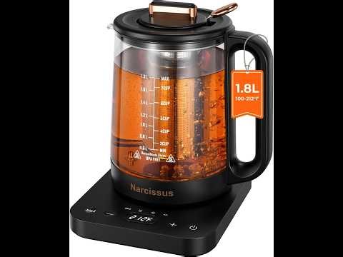 Narcissus Electric Kettle Temperature Control ±5℉, 1.8L Glass Electric Tea Kettle with Removable