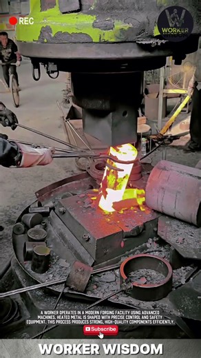 the moment of the forging process of hot metal in a modern factory #workerwisdom #forging #tools