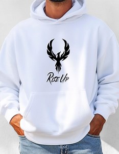 Rise up Black Hawk Logo Hoodie, Minimalist Emblem Sweatshirt, Motivational Streetwear - Etsy