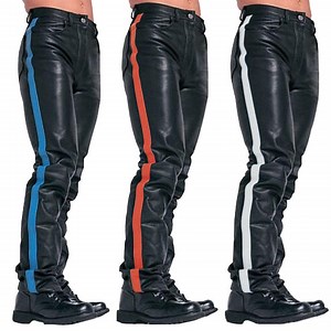 Men's Black Cowhide Leather Biker Pants – Slim Fit Motorcycle Trousers With Knee-high Boot Style - Etsy