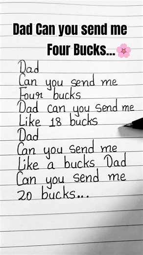 Dad Can you send me 4 bucks 🌸 #shortsfeed #lyrics #tiktokviral #funniestvideo #funny #comedy #foryou