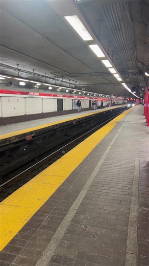 New red line train entering and leaving park st
