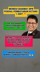 2.7M views · 40K reactions | Menkeu menjawab pertanyaan DPR soal bagaimana melunasi hutang negara. Jawabannya kena banget #dpr #Menkeu #Negara | Yayuk Kartika Sari | Facebook