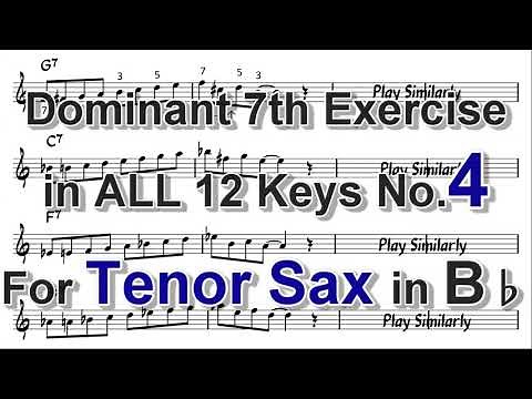 Dominant 7th exercise in ALL 12 keys for Tenor Sax - No.4 Bebop Scale (4)