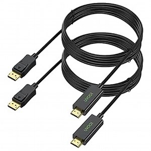 4K Display Port to HDMI Cable 10FT 2-Pack, DP to HDMI Cable Cord 4K@30Hz, 2K@60Hz Monitor Cables DisplayPort to HDMI Compatible with NVIDIA, AMD, Monitor, Projector, HDTV, Laptop, Desktop