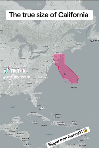 The true size of California #california #map #geography #usa #america