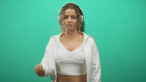 clip-3988652275-woman-headphones-making-time-out-hand-gesture