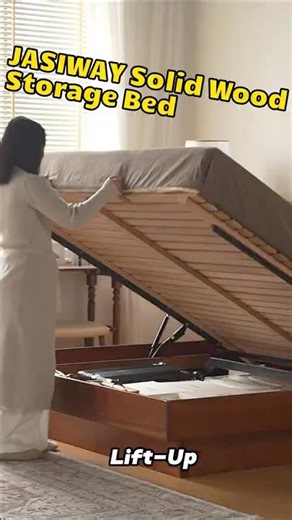 Lift-Up Storage Bed Review: Solid Wood Frame & Hidden Underbed Storage#StorageBed#SolidWoodFurniture