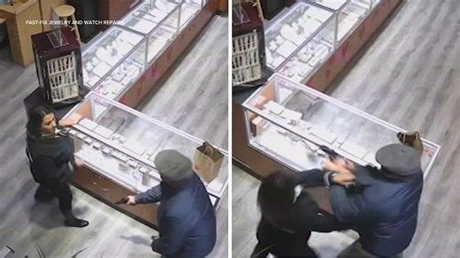 Video shows jewelry store employee fight off armed wouldâbe robber at Fast-Fix Jewelry and Watch Repair in Montclair