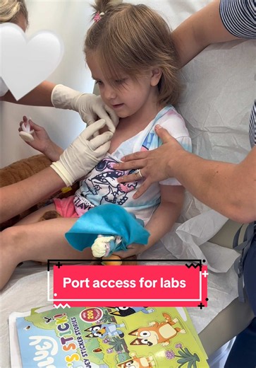 Cam starts cycle 5 of maintenance tomorrow with a lumbar puncture (spinal tap) and did so good with her port access today! She will stay accessed so she is ready for chemo and anesthesia tomorrow since her labs her great! 🤍 #childhoodcancer #cancerawareness #parenting #momvlog