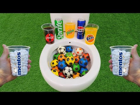 Football VS Popular Sodas !!!! Pepsi, Coca Cola, Fanta, Sprite, Yedigün and Mentos in the toilet