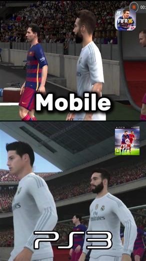 Differences in the opening scenes of a match in FIFA 16 on PS3 and Mobile
