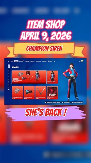 Fortnite Item Shop Today (April 9, 2026) | Champion Siren ! 🏆