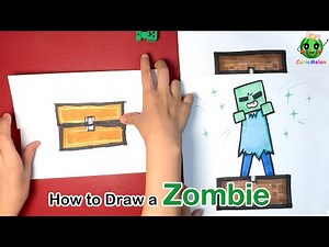 儿童简笔画我的世界-惊喜卡片僵尸How to Draw a Cute Minecraft Zombie !Easy Drawings for kids【西瓜宝宝学画画学英语】亲子绘画简笔画教程